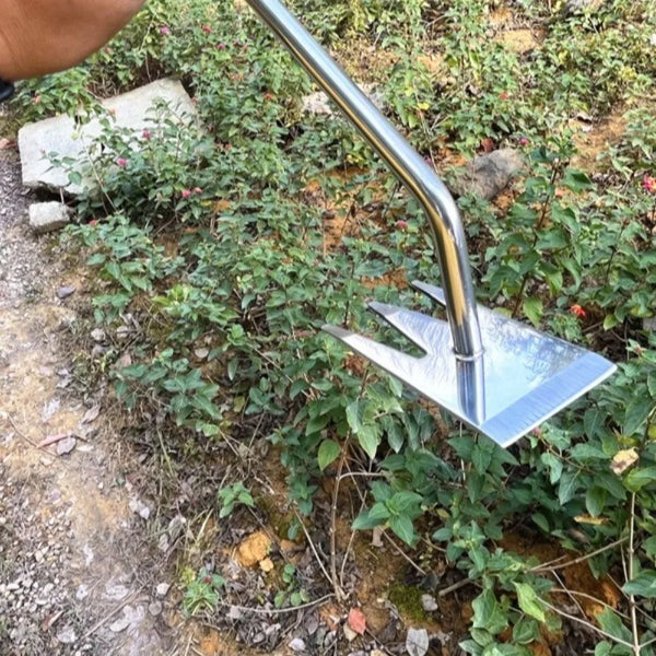 Rootix Unkrautentferner mit 3 Zinken | Edelstahl | Ergonomischer Griff | Für Beetpflege & Bodenlockerung