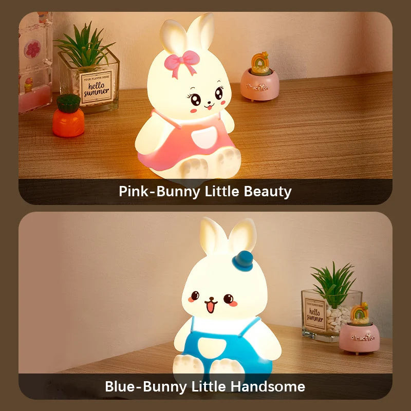 LumiHasi Kinder Nachtlicht Hase | 5-Farbwechsel LED | Silikon & Tragbar | Für Babyzimmer & Camping