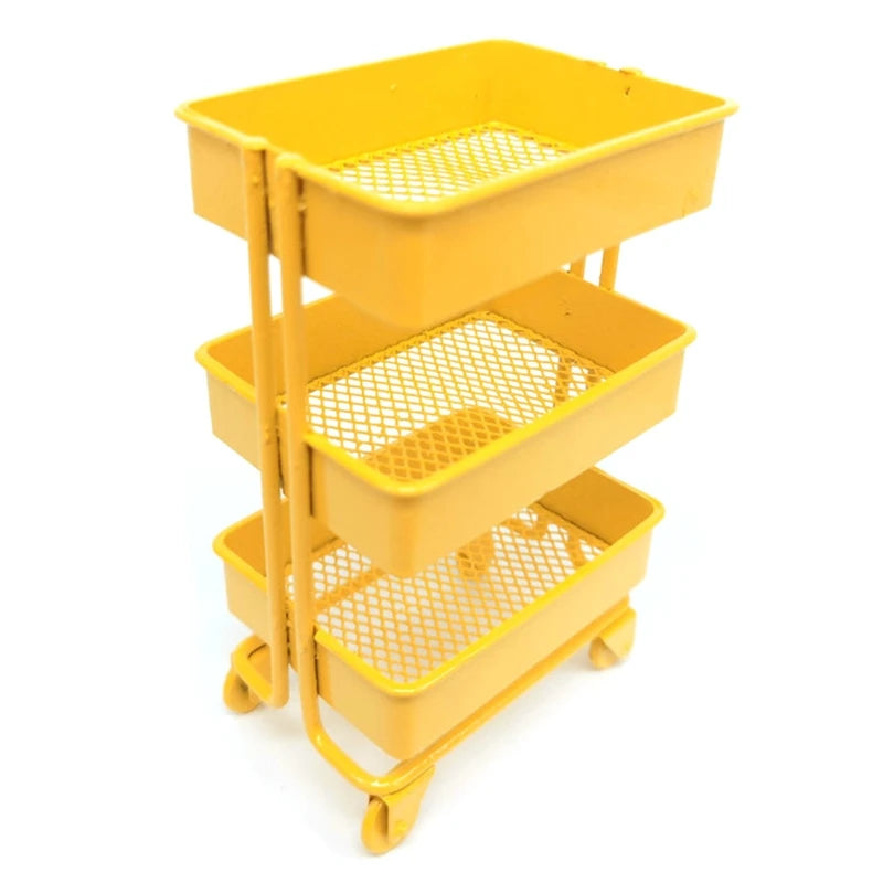 Mini-Regal TinyTrolley | Puppenhaus Deko mit Rollen | 3 Ebenen | Metall | Für Bücher & Accessoires