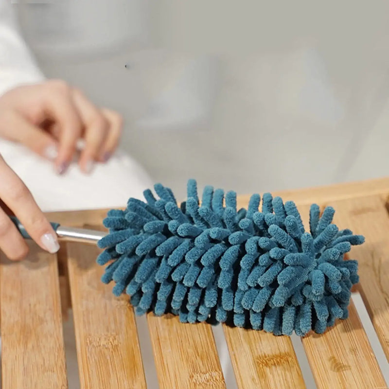 DUSTELLA Teleskop-Staubwedel | Verlängerbar auf 80 cm | Mikrofaser-Chenille & Edelstahlgriff – Für Decke, Möbel & Ecken