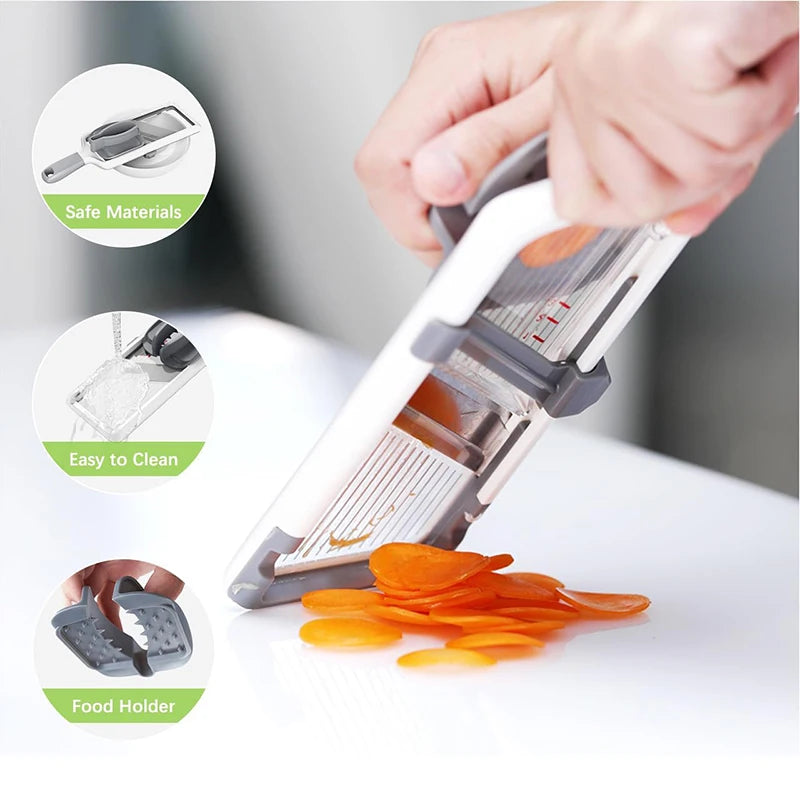 SliceFlexx Multifunktionaler Mandoline-Hobel mit Edelstahlklinge | Verstellbar & Handgeführt | Für Gemüse, Obst & Käse | Kompakt & Scharf