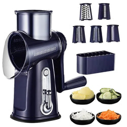 SafeSlice Pro Trommel-Gemüseschneider | 5-in-1 Multischneider mit Wechsel-Trommeln | Sicher & Berührungsfrei | 27,5 x 12,2 cm