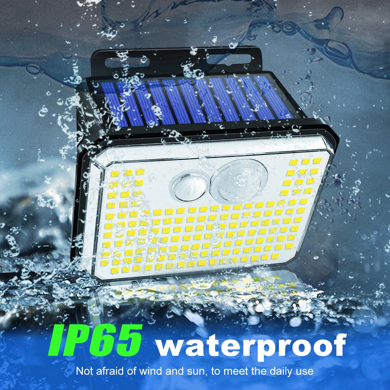 Solentra Solar Wandleuchte Außen mit Bewegungsmelder | 148 LEDs | IP65 Wasserdicht | 3 Modi | Superhell & Kabellos