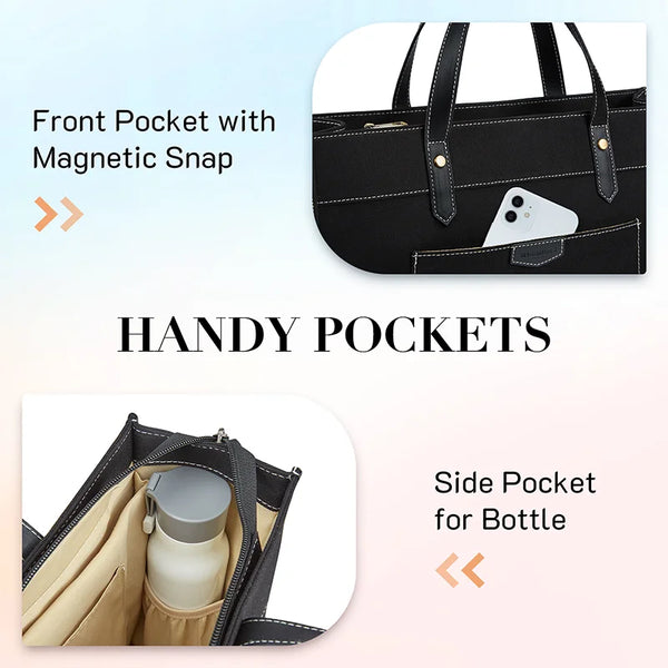 Tascana Canvas Laptop-Tasche Damen 15,6 Zoll | Große Schultertasche mit Fächern für Büro, Uni & Reisen | Stilvolle Handtasche mit Trageriemen & Laptopfach