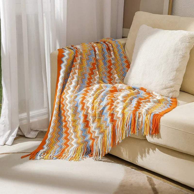 CasaLoom | Boho Decke mit Quasten | Rostrot | Weich & Leicht