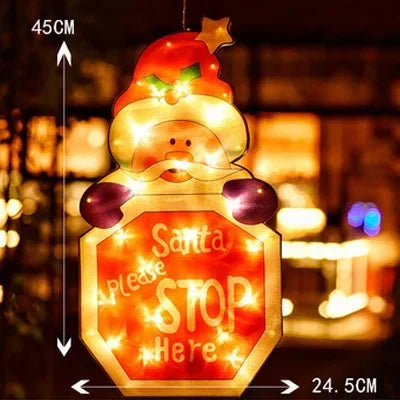 LumiFest LED Weihnachtsdeko | Schneemann & Weihnachtsmann | Leuchtende Fensterdekoration | Warmweißes Licht