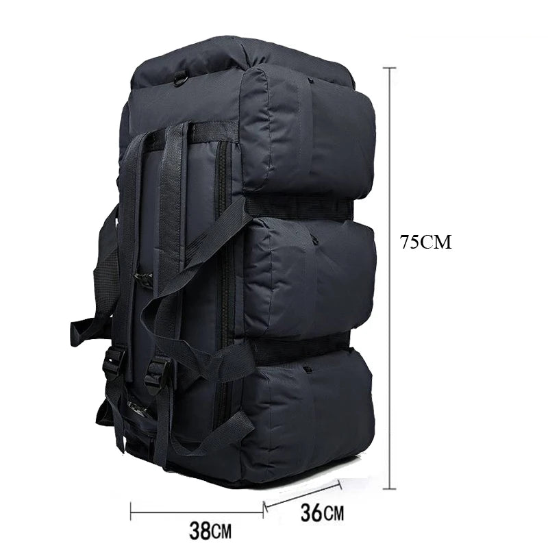 Multifunktionale Outdoor-Tasche TrailForge X75 | 75×38×36 cm | 4-in-1 Tragetasche: Rucksack, Umhängetasche, Handgepäck & Crossbody | Wasserdicht & Robust