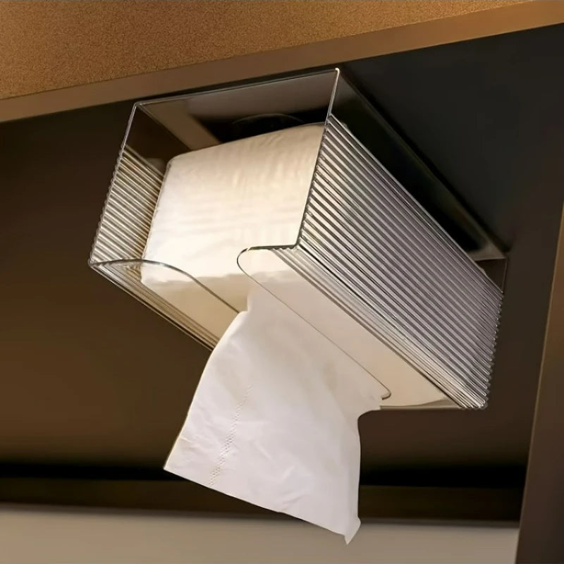 Lucentra Wand-Taschenbox | Transparenter Acryl-Tücherhalter | Wandmontierbarer Papiertuchspender für Bad & Wohnzimmer | Multifunktional & Modern