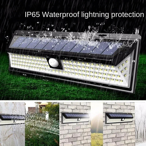 SunSecure 90 Solar Wandleuchte mit Bewegungssensor | 90 LEDs | 3 Modi | IP65 Wasserdicht | 4400 mAh Akku | Außenbeleuchtung für Garten, Terrasse & Hof