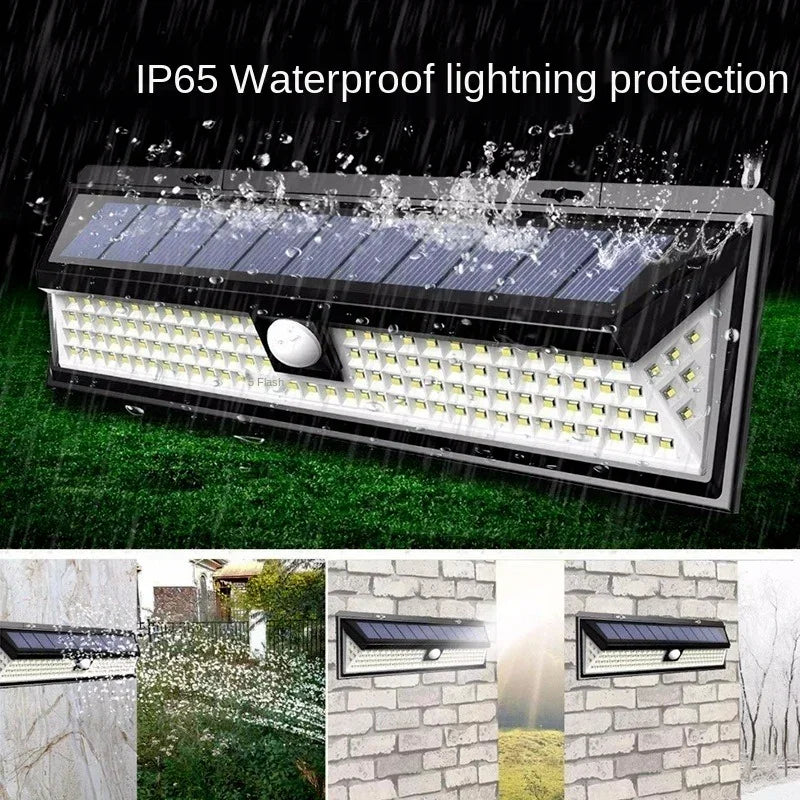 SunSecure 90 Solar Wandleuchte mit Bewegungssensor | 90 LEDs | 3 Modi | IP65 Wasserdicht | 4400 mAh Akku | Außenbeleuchtung für Garten, Terrasse & Hof