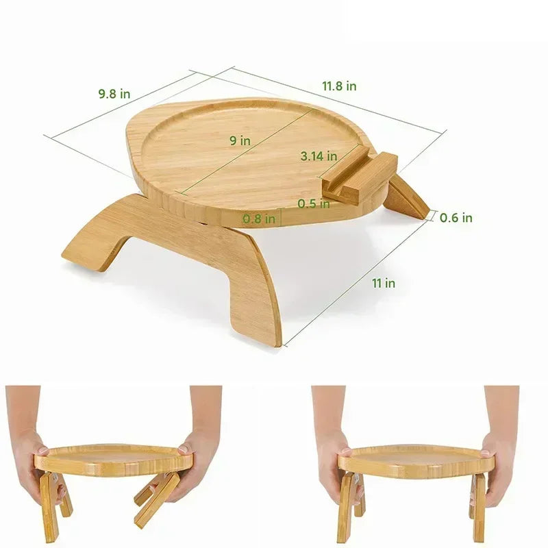 Armilo Sofa-Armlehnen-Tisch aus Holz | Clip-On Couch Tray mit Handyhalter | Für Snacks, Getränke & Fernbedienung | Kein Bohren nötig