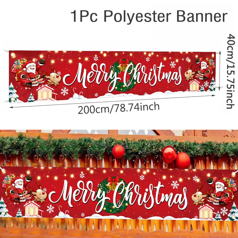 FestiJoy Weihnachts-Banner | Merry Christmas & Happy New Year 2025/2026 | Outdoor & Indoor Deko | Wetterfest & Wiederverwendbar