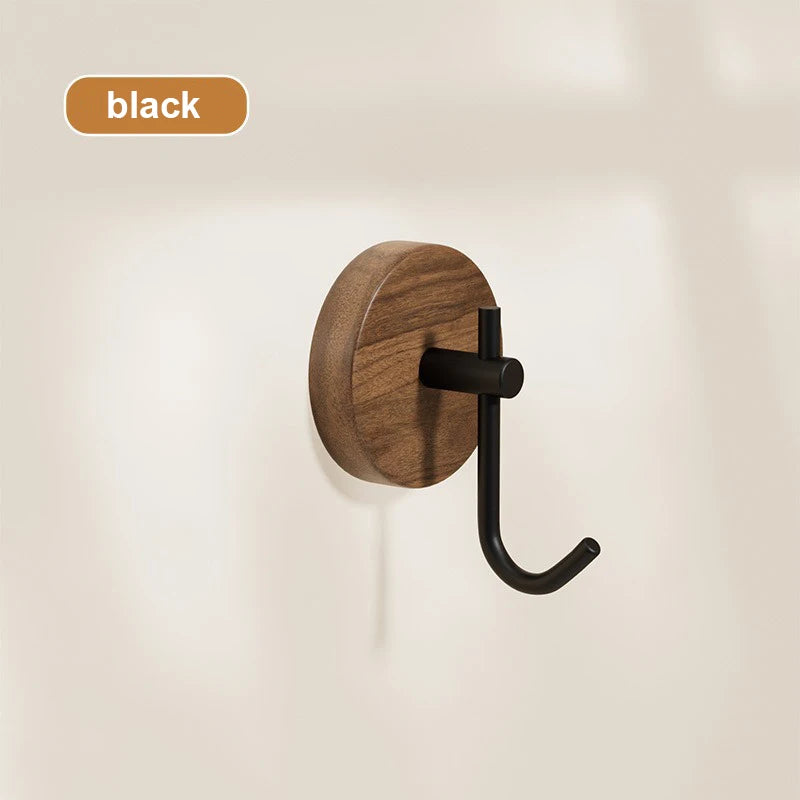Selbstklebender Holzhaken Woodiva WallHook | Massivholz Walnuss | Schlüssel-, Handtuch- & Mantelhaken | Für Küche, Bad & Flur