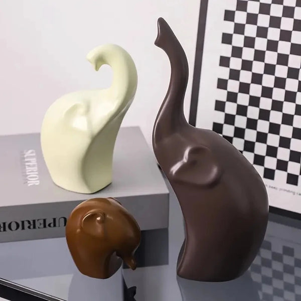 Elevara Elefanten Familie Deko Set | 3er-Set Skulpturen | Nordischer Stil | Harzfiguren als Wohnaccessoire & Geschenkidee