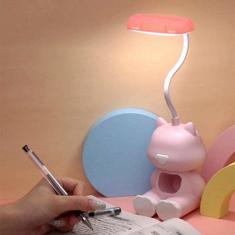 KatzenLampe LumiPaw | Flexibel & Süßes Design | LED Schreibtischlampe mit Handyhalter | Für Kinder & Studenten