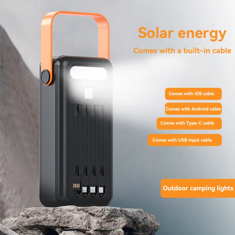SunVault Xiaomi Solarbatterie 100 000 mAh Powerbank mit integrierter LED-Taschenlampe – Schnelles Laden & Outdoor-Stromversorgung
