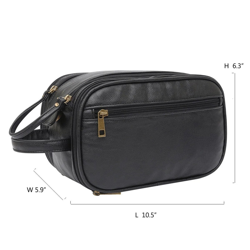 Kulturtasche Herren XL | Wasserabweisend & Nassfach | PU-Leder | Mit Schuhbeutel