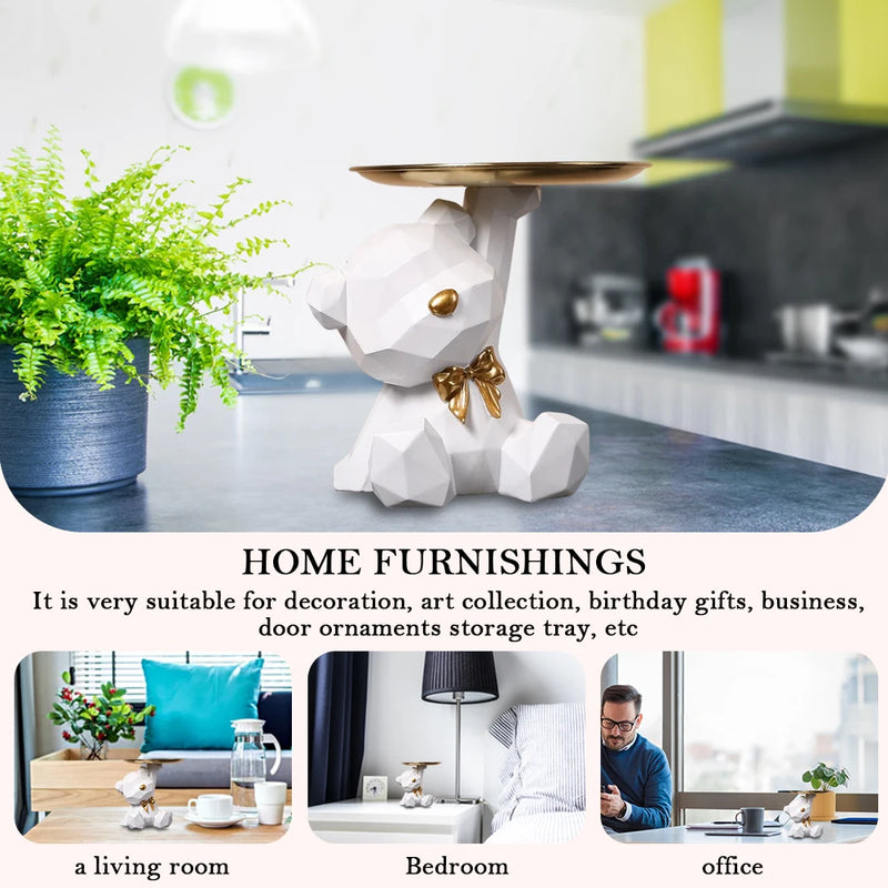 GeoBear | Aufbewahrungsfigur Bär | Geometrisches Design aus Harz | Deko & Ablage für Süßigkeiten & Kleinteile | 17,5×13 cm