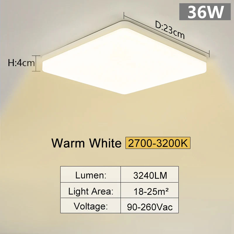 LumiSquare LED Deckenleuchte | Ultra-Flach & Modern | 18W/24W/36W/48W | Warm-, Neutral- & Kaltweiß