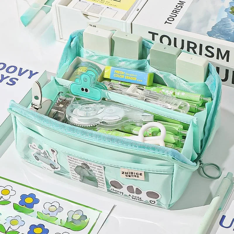 Federmäppchen KIDZORA CrystalBag | Transparent & Vielseitig | 10-Fächer Design | Große Kapazität für Schule & Freizeit