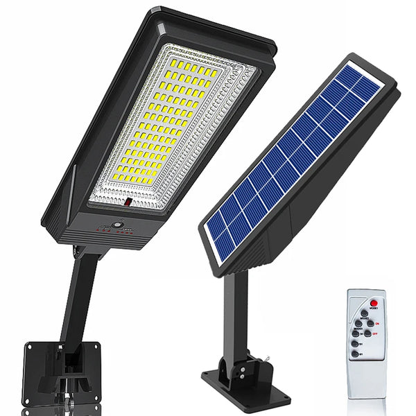 Heliotrax Solar Straßenlampe mit Fernbedienung | 138 LEDs | 3 Leuchtmodi | IP65 Wasserdicht | Für Garten, Einfahrt & Hof