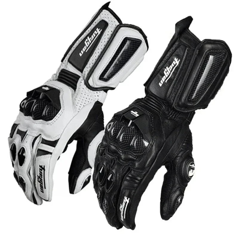 Motorradhandschuhe RidePro Carbon | Wind- & Wasserdicht | Touchscreen-fähig | Echte Lederprotektoren | Für Sommer & Winter