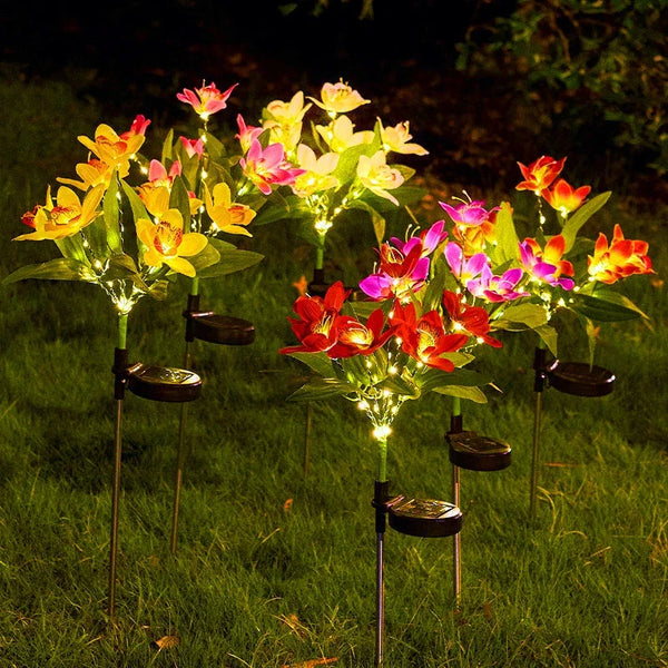 Florysol OrchidLight Solar Orchideen-Gartenleuchte | LED-Landschaftslicht | Wasserdicht & Dekorativ | Für Garten, Weg & Balkon