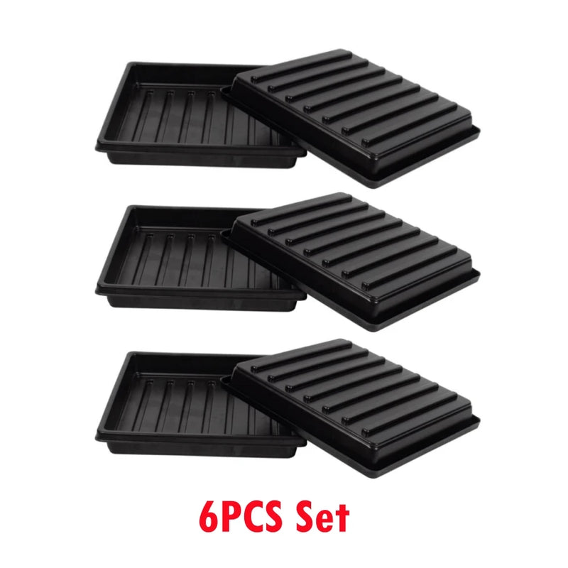 Plantivo Anzuchttabletts 6er-Set | 27×27 cm | Ohne Ablaufloch | Wiederverwendbar & Stapelbar