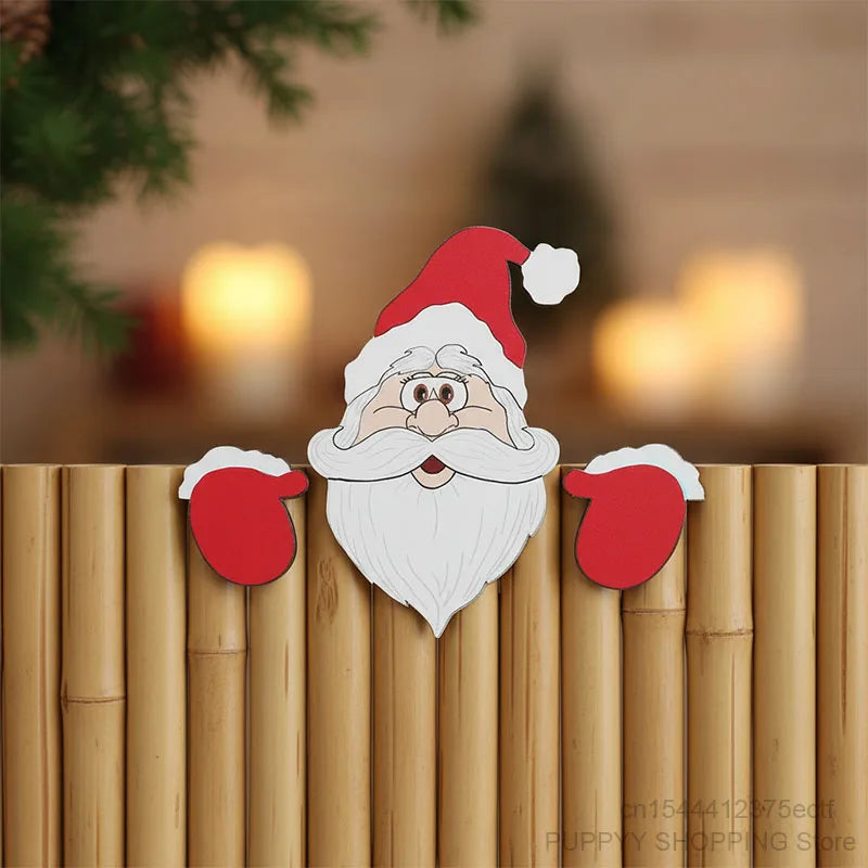 Weihnachtszaun-Dekoration MerryFence | Weihnachtsmann, Rentier & Schneemann | Bunte Kunststoff-Deko | Für Garten, Balkon & Zuhause