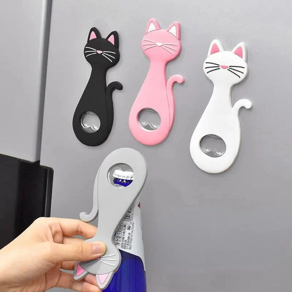 Katzen-Flaschenöffner Miaubo | Magnetisch für Kühlschrank | Soft-Touch & Edelstahl | Witziges Küchen-Gadget & Geschenkidee
