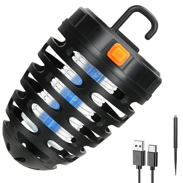 LumiGuard Solar LED Mückenlampe | UV-Schock & Notlicht | Wiederaufladbar & Tragbar | Für Camping & Garten