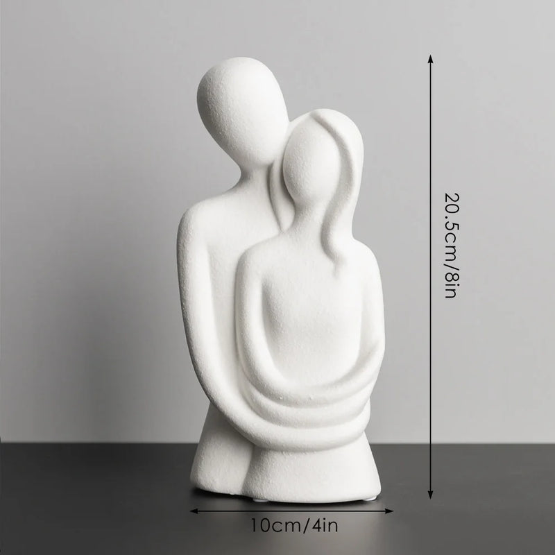 AMORIA Skulptur Paar | Nordisch Abstrakt | Keramik Matt | Weiß & Grau