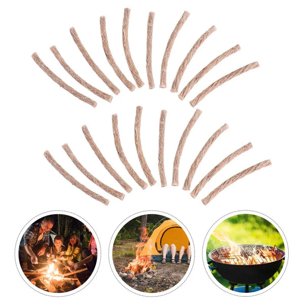 Feuerstarter Dochte FireLoom Natur | 10er-Set Hanfseil-Dochte | Für Outdoor, Bushcraft & Camping | Wasserabweisend & sofort entzündbar
