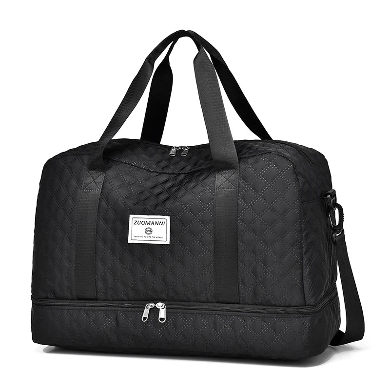 Raumio TravelFlex Leichte Reisetasche mit Rautenmuster | Große Sport- & Wochenendtasche mit Schuhfach & Nassfach | Handgepäcktauglich & faltbar