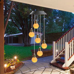 Lunaris Lichtspiel Solar Windspiel LED-Kugel | Farbenwechselnd & Wetterfest | Hängelampe für Garten & Balkon