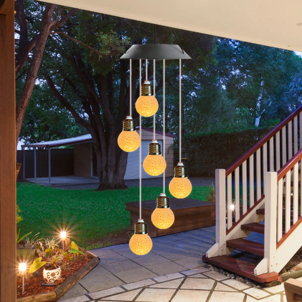 Lunaris Lichtspiel Solar Windspiel LED-Kugel | Farbenwechselnd & Wetterfest | Hängelampe für Garten & Balkon