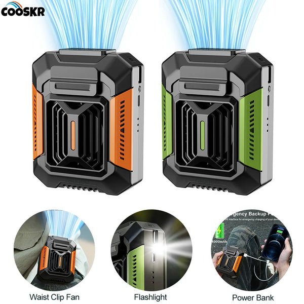 Tragbarer Clip-Ventilator AeroClip | Mit LED & Powerbank | USB-Aufladbar | Für Taille, Hals & Outdoor