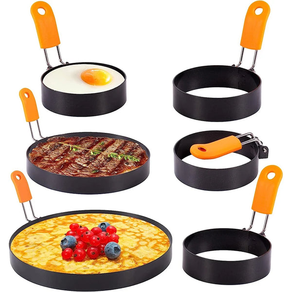 Cookova Silikon-Ei- & Pfannkuchenform mit Edelstahlgriff | Antihaft & Hitzebeständig | Für Eier, Pancakes & mehr | Ø ca. 9 cm