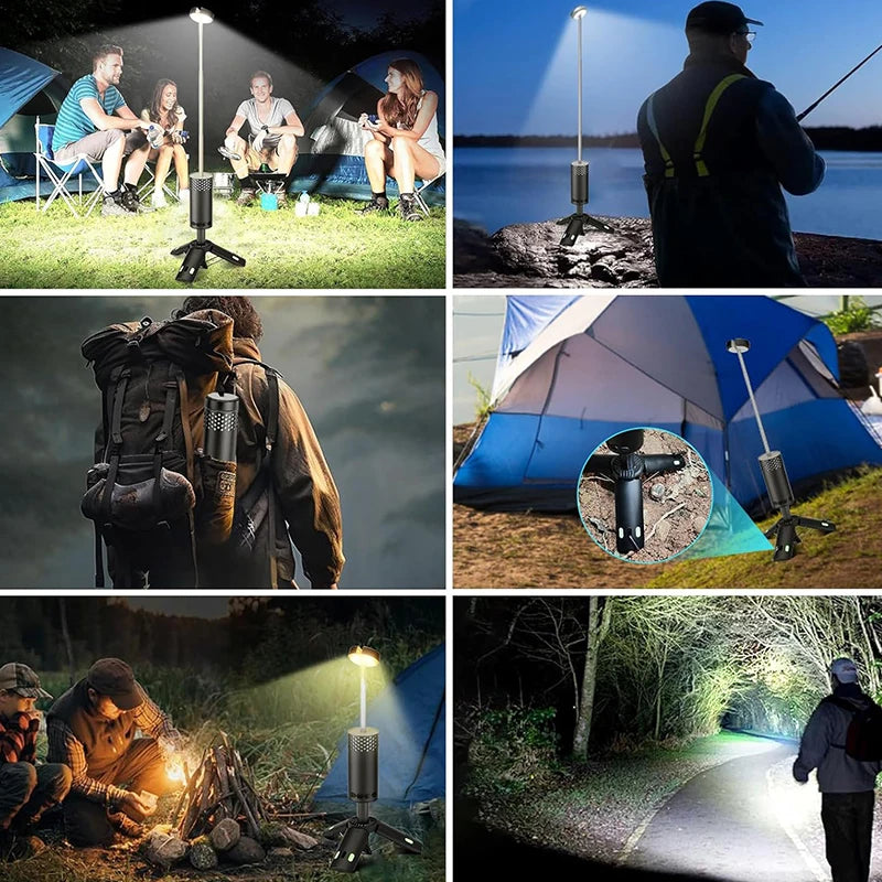 LumaPeak Campinglampe | 10.000 mAh Akku | Teleskop-Design & Stativ | Dimmbar mit SOS-Funktion | Outdoor & Notfalllampe