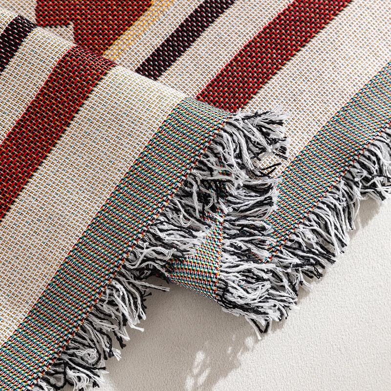 Loomora Boho Sofaüberwurf | Wende-Decke mit geometrischem Muster | Weich & Atmungsaktiv | Baumwoll-Mix mit Fransen