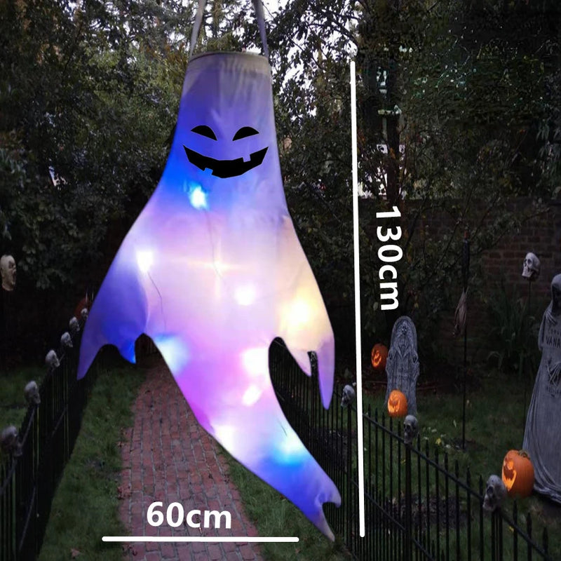 Halloween Geisterlichter SpookyGlow | LED Hängedeko Outdoor | Mit Leuchtgesichtern | Großformat