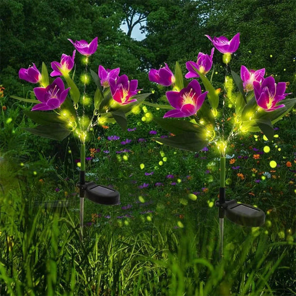 Florysol OrchidLight Solar Orchideen-Gartenleuchte | LED-Landschaftslicht | Wasserdicht & Dekorativ | Für Garten, Weg & Balkon