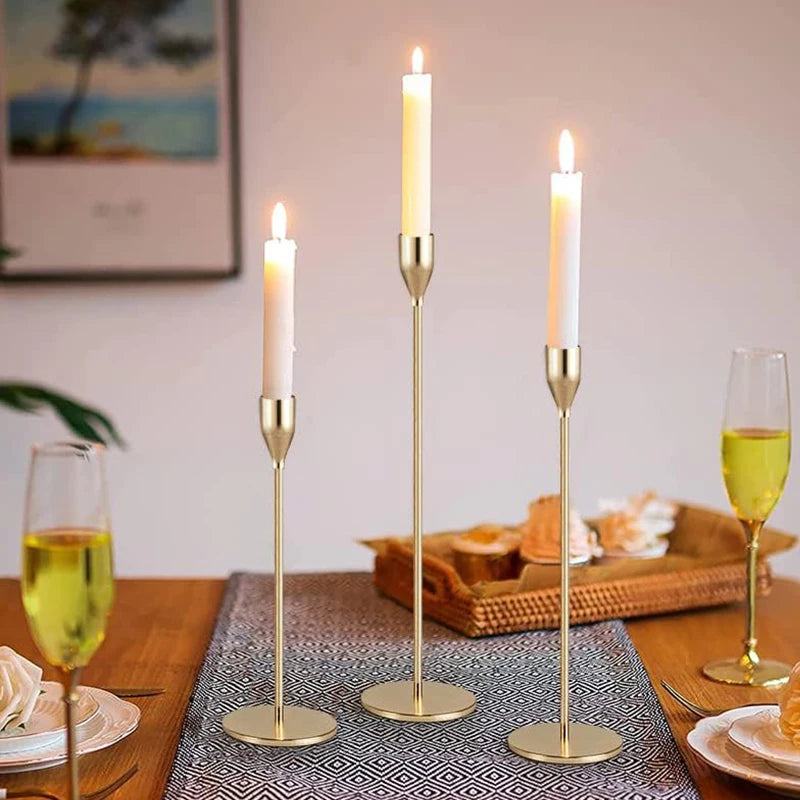 Luméa Kerzenhalter Set (3 Stück) | Europäisches Design | Metall | 24–34 cm