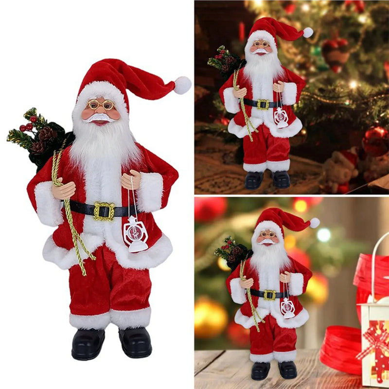 Weihnachtsfigur MerryClaus | Sitzender & Stehender Weihnachtsmann | 30 cm Dekofigur | Für Tisch, Kamin & Baumdekoration