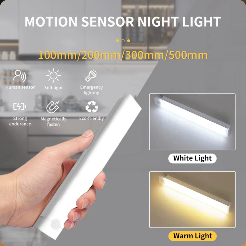 LumoSense Kabelloses LED-Nachtlicht mit Bewegungssensor | Wiederaufladbar & Dimmbar | Für Schrank, Küche & Schlafzimmer | Versch. Größen