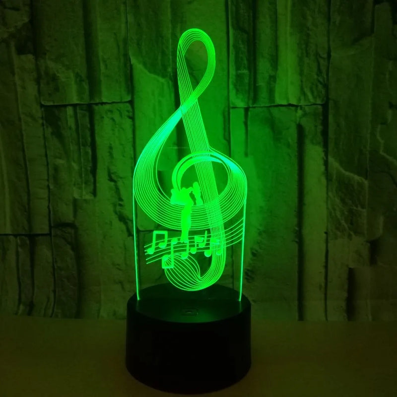 MelodyGlow | 3D LED Nachtlampe | Musiknoten Design | 7 Farben wechselnd & Touch-Steuerung
