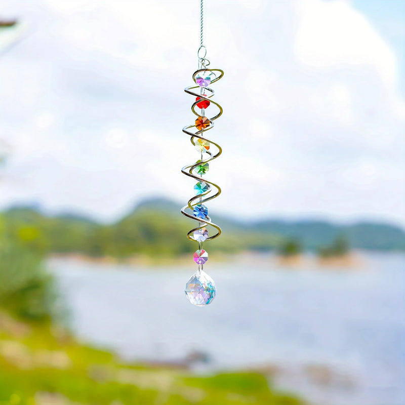 Kristall-Windspirale AureliaTwist | Edelstahl & Kristall | Wetterfest | Garten- & Fensterdeko