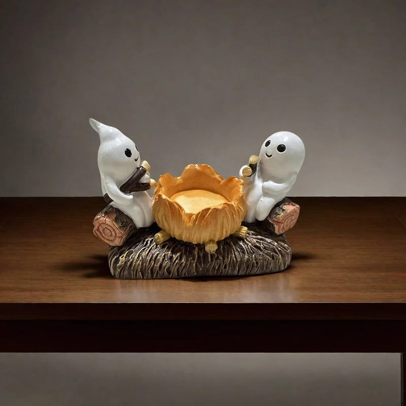 SpiritFlame | Halloween Geister-Lagerfeuer Halter | Flacker-Effekt & Metallständer | Deko ohne Kerzen