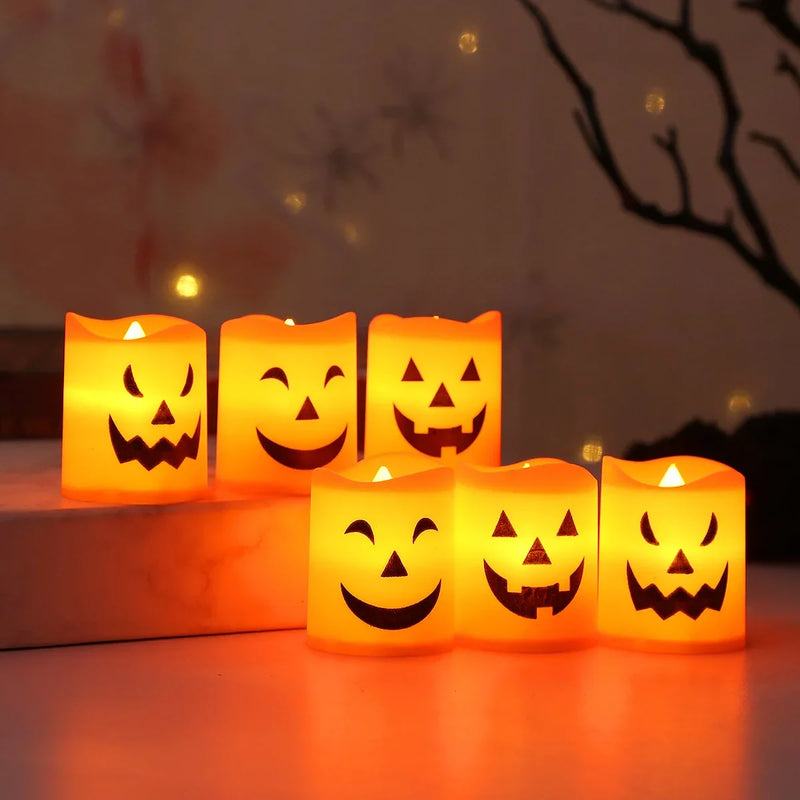 SpukLicht | LED-Teelichter im Geisterdesign | 6er-Set | Flackerndes Gelblicht | Halloween-Deko