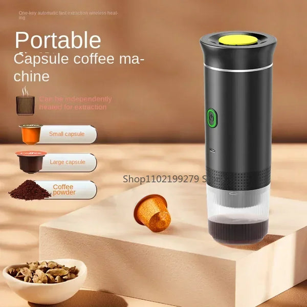 Brewvivo Elektrische Espressomaschine kabellos | 3-in-1 für Kapseln & Kaffeepulver | Tragbar für Reise, Auto & Camping